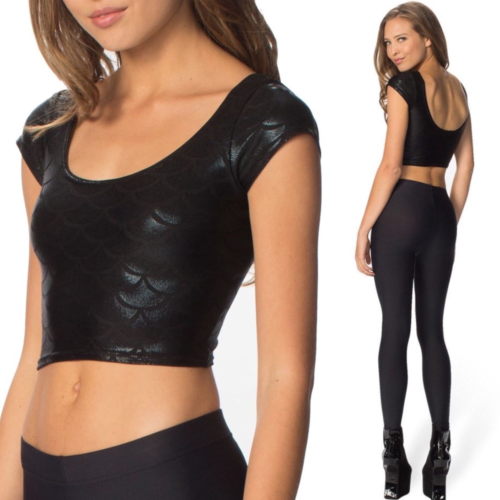 Black Milk Mermaid Midnight Cap Sleeve Crop Top